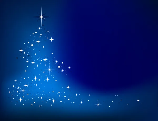 Blue vector abstract winter background with stars Christmas tree — Stock Vector
