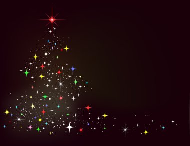 Vector abstract winter background with stars Christmas tree clipart