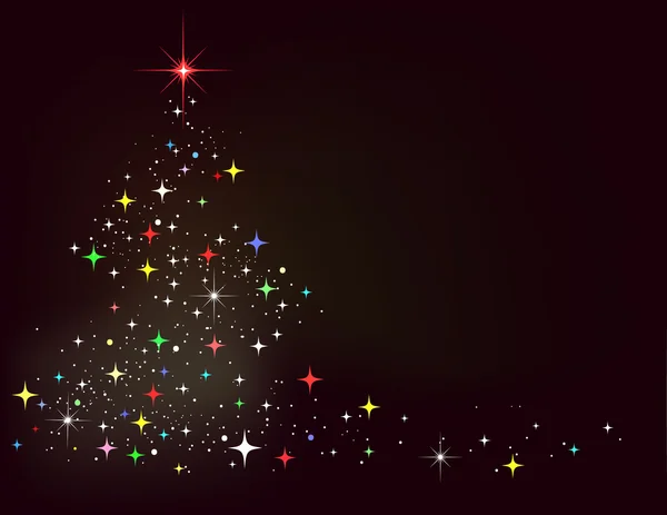 Latar belakang musim dingin abstrak vektor dengan bintang-bintang Pohon Natal - Stok Vektor