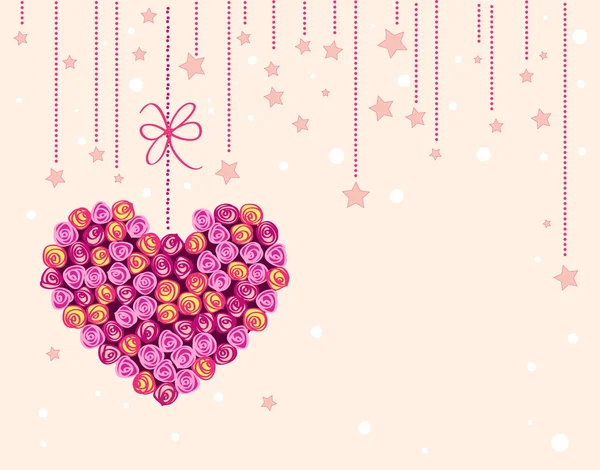 Fondo de San Valentín vectorial con corazón floral — Vector de stock