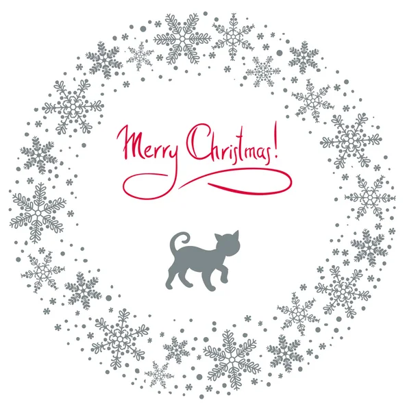 stock vector Vector christmas wreath with cat