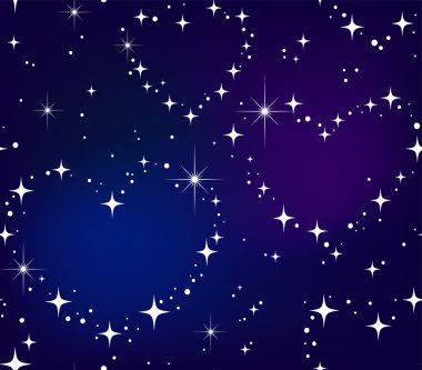 Seamless pattern Star heart in night sky