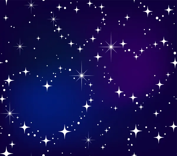 Gece Gökyüzünde Yıldız Kalp Seamless Modeli — Stok Vektör