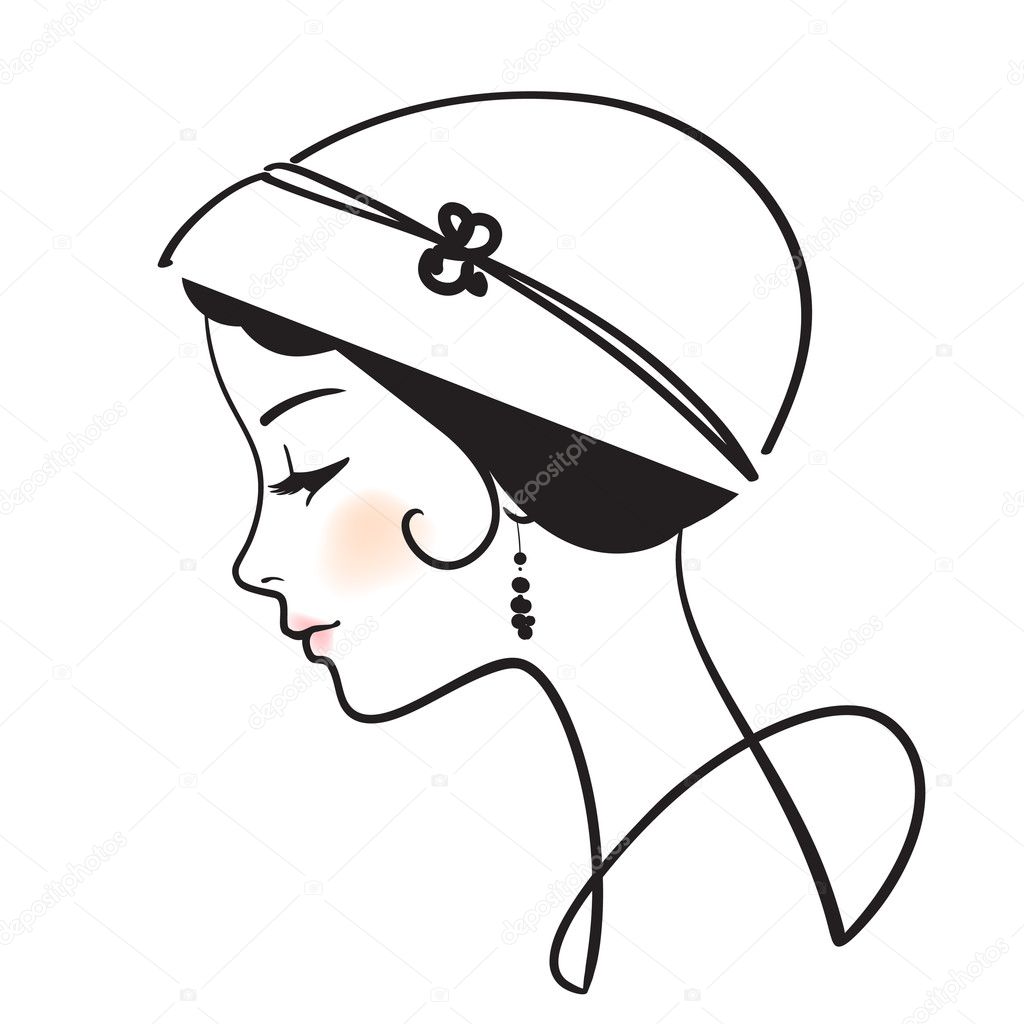 Beautiful woman face with hat illustration