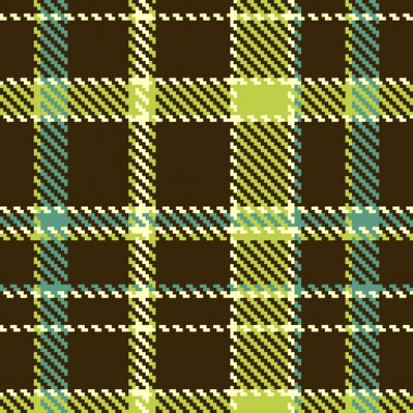 Seamless checkered green brown vector pattern