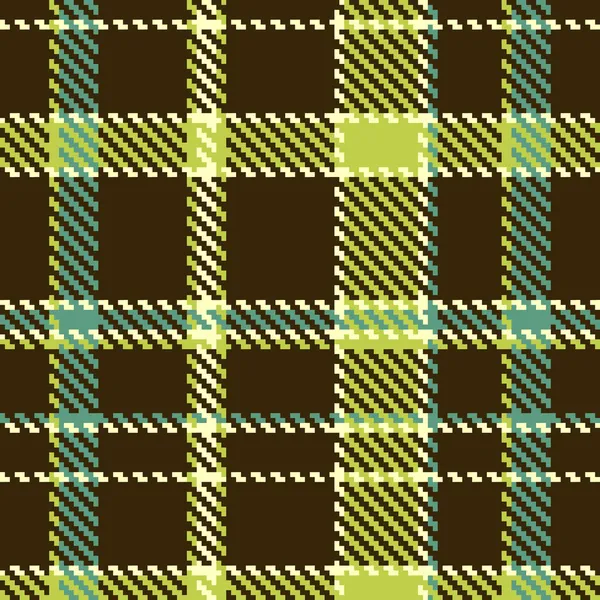 Seamless Checkered Green Brown Vector Pattern — Stock Vector