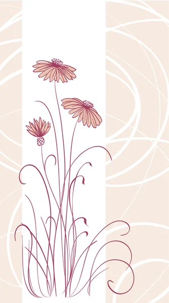 抽象的なピンクの花ライン表紙ベクトル イラスト — ストックベクタ
