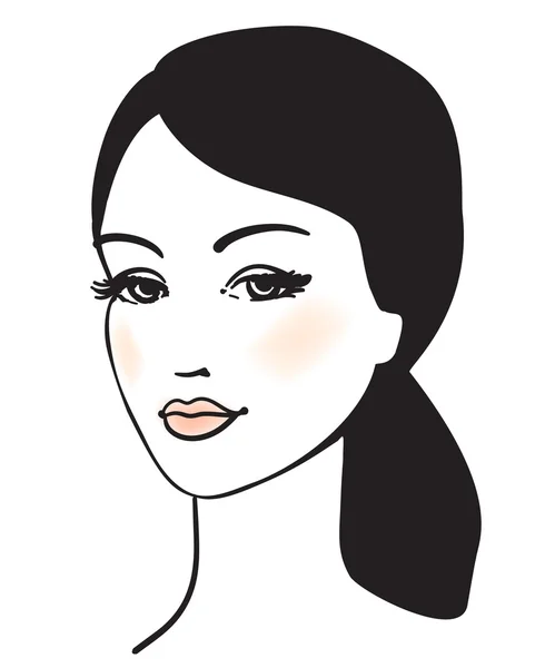 Krásy dívka tvář vektorový portrét — Stockový vektor