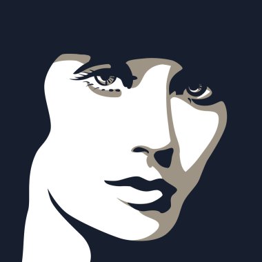 Woman face with beautiful eyes, vector illustration clipart