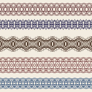 Set of borders seamless elements for certificates, awards, coupo clipart