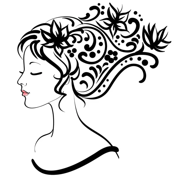 Primavera chica floral, vector de ilustración — Vector de stock