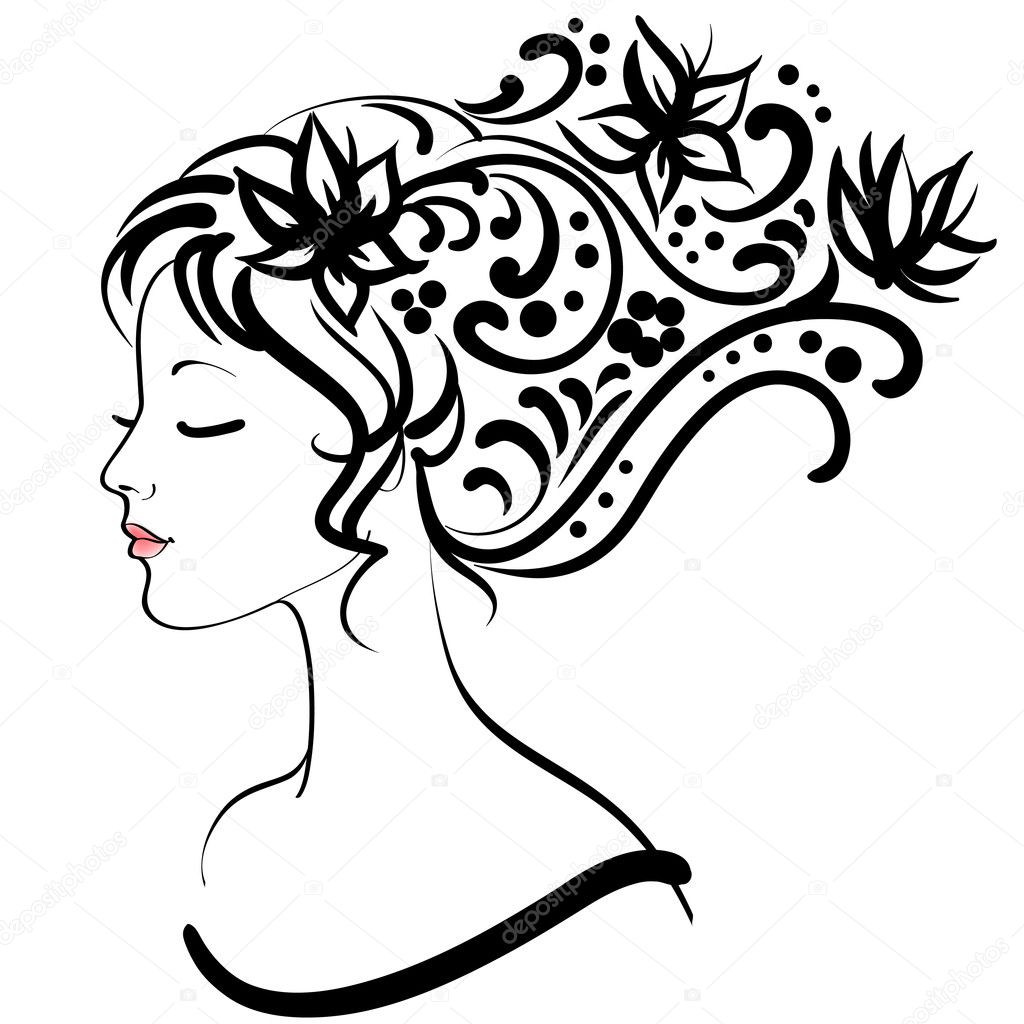Spring floral girl, vector illustration