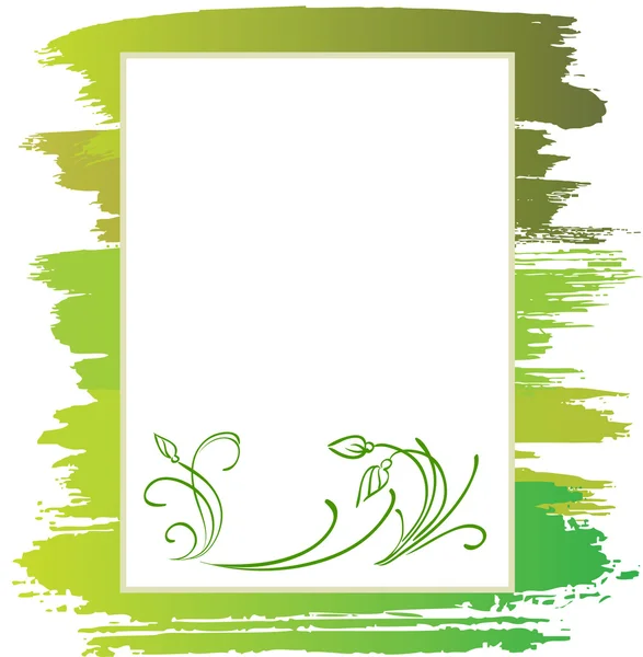 Annuncio con fiore verde e pennello, sfondo vettoriale — Vettoriale Stock