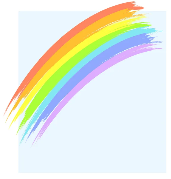 Rainbow i niebieski niebo, ilustracja kolor pędzla — Wektor stockowy