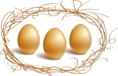 Gold eggs in the nest frame clipart