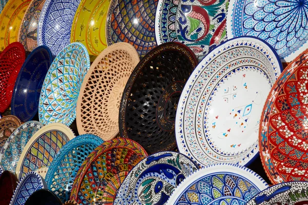 Traditional Tunisian Plates Bazaar Jerba Island — Stock Photo, Image