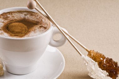 cappuccino kahve bardağı esmer şeker