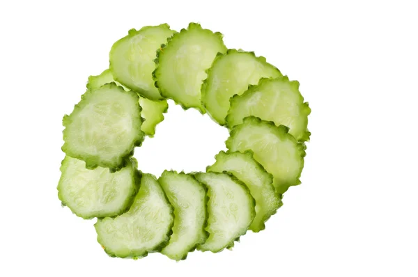 Fresh cucumber slices isolated over white. — Stock Photo, Image