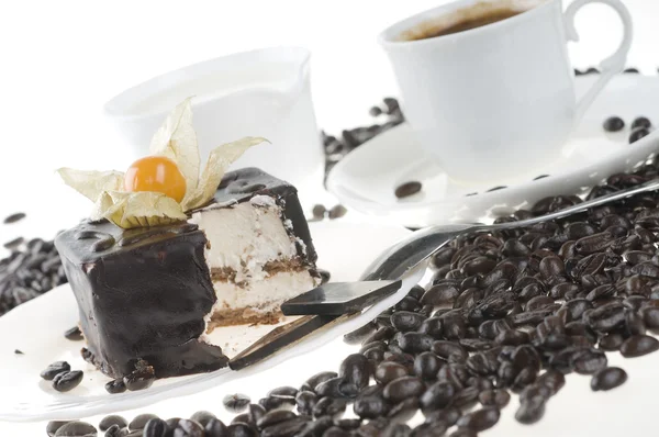 Cibo al cioccolato con caffè e latte — Foto Stock