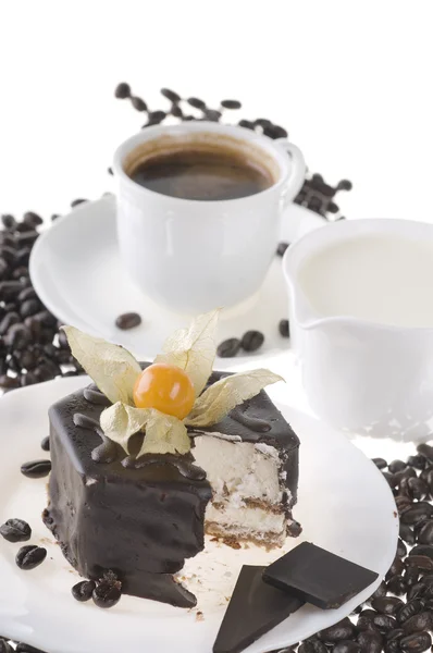 Comida de chocolate com café e leite — Fotografia de Stock