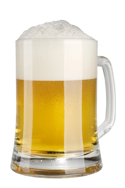 Taza de cerveza ligera de alcohol con espuma aislada sobre blanco —  Fotos de Stock