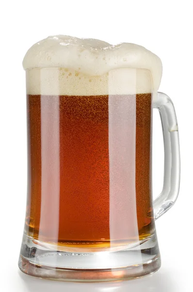 Alcohol Dark Beer Glass Froth Isolated White Background — Stock Photo, Image