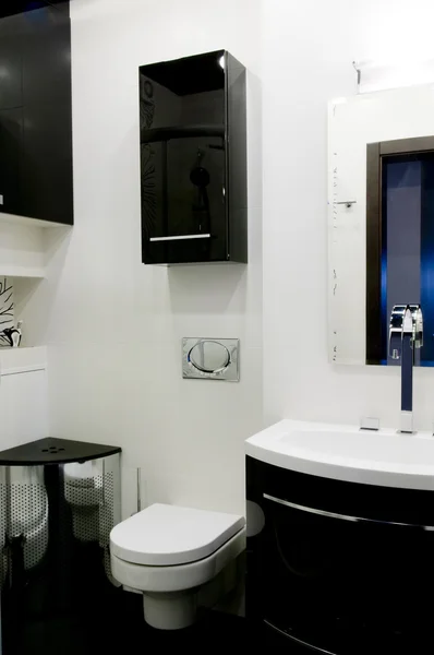 Entwurf Eines Modernen Schwarz Weißen Toilettenraums — Stockfoto