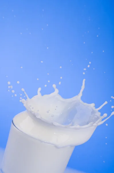 Milk splash out of glass — Stock Photo, Image