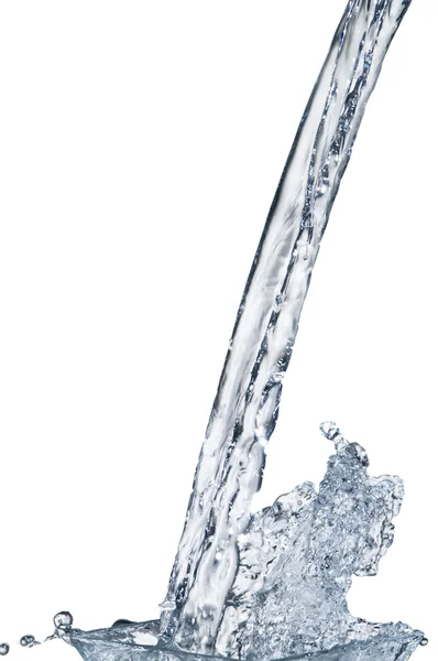Corriente de agua con salpicaduras en blanco — Foto de Stock