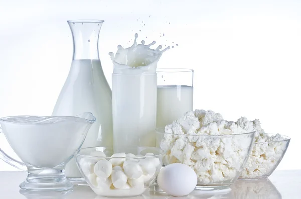 Prodotti lattiero-caseari e natura morta del latte — Foto Stock