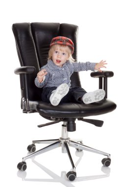 Baby boss wants to earn a little bit more money, isolated on whi clipart