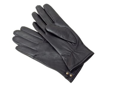 Black leather gloves isolated on white clipart