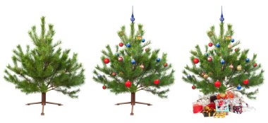 Three photos of the Christmas tree for the subsequent animation clipart