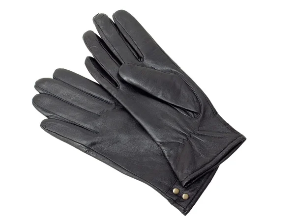 Μαύρα δερμάτινα γάντια που απομονώνονται σε λευκό — Φωτογραφία Αρχείου