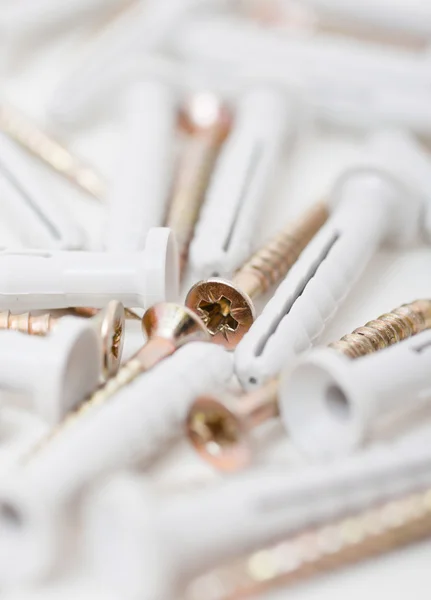 stock image Background screw nails and nailing plugs