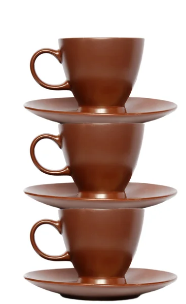 Ідеальна коричнева чашка з паровою кавою — стокове фото