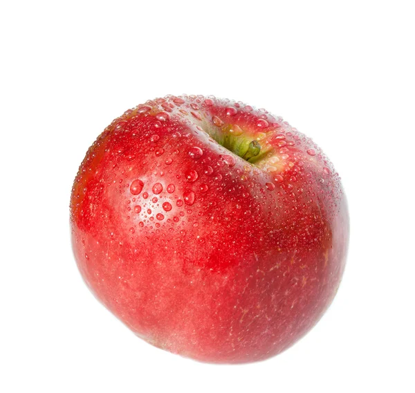 Червоне яблуко з краплями крупним планом — стокове фото