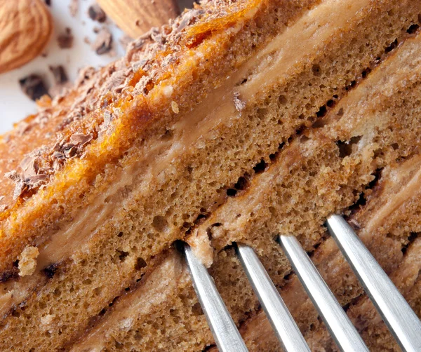 Cake with almonds and chocolate — Stock Photo, Image