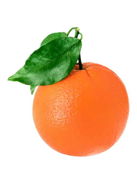 Апельсин з зеленим листом — стокове фото