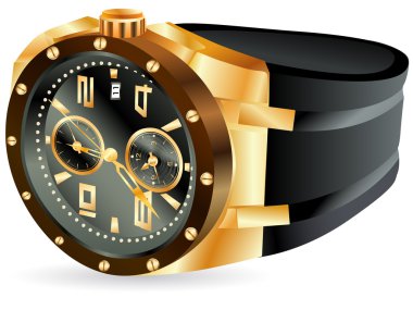 Golden man watch clipart