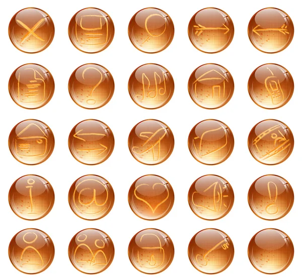 Набір Різних Глянцевих Кульок Веб Знаками Піктограм — стоковий вектор