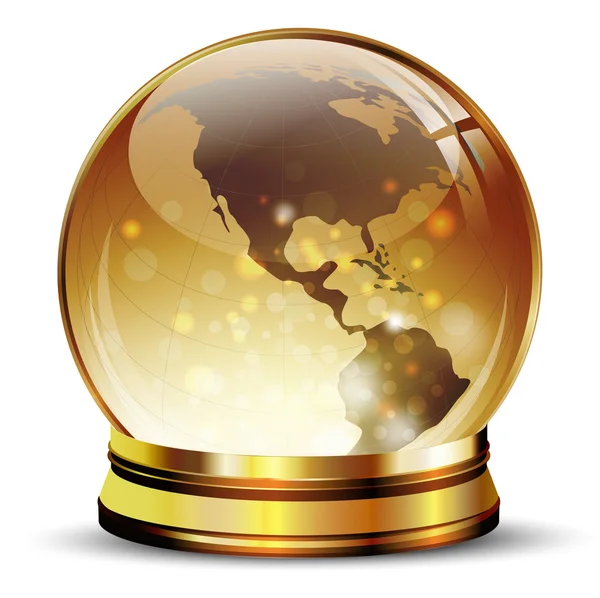 Глянцева земна куля в золотій підставці — стоковий вектор