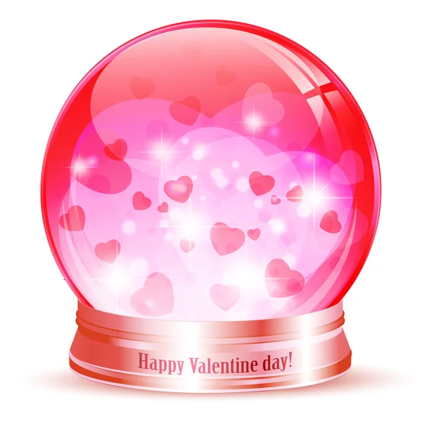 Valentine Day Globe Hearts Stars White — Stock Vector