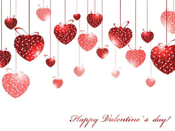 День Святого Валентина Тема Мозаикой Сердца Над Белым — стоковый вектор
