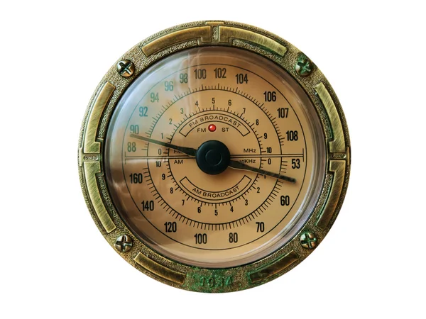Старомодный Радиоциферблат Металлической Рамке — стоковое фото
