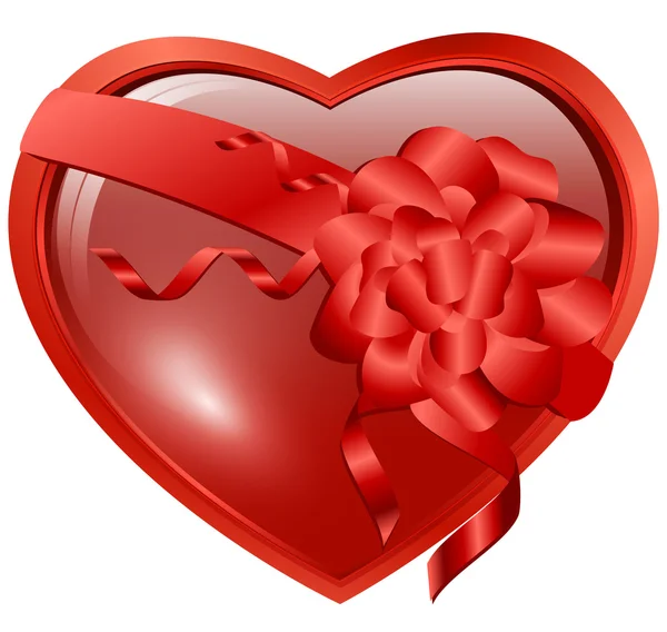 红色的心用在白色背景的大弓 — 图库矢量图片