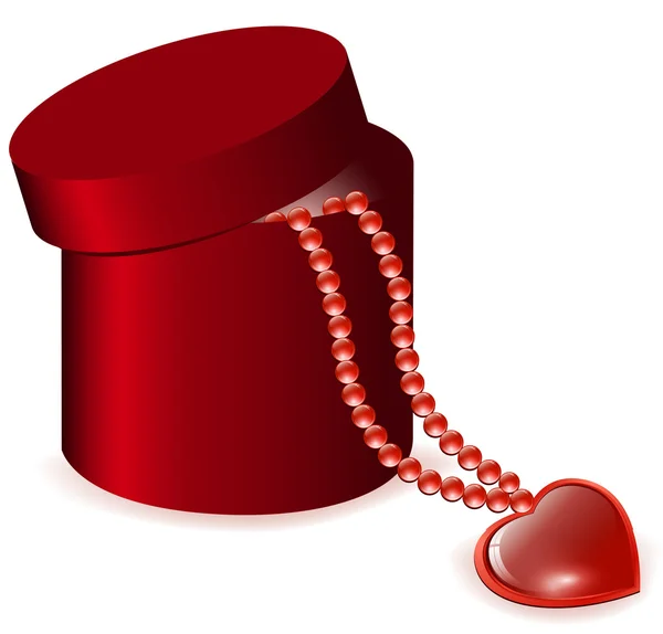 Valentine Day Theme Gift Box Heart Jewelry — Stock Vector