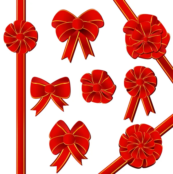 Rote Geschenkschleife Auf Weißem Hintergrund — Stockvektor
