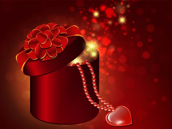 情人节的主题是礼品盒和心形珠宝 — 图库矢量图片
