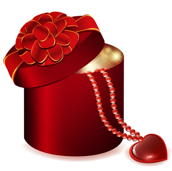 Thème Saint Valentin Avec Boîte Cadeau Bijoux Coeur — Image vectorielle